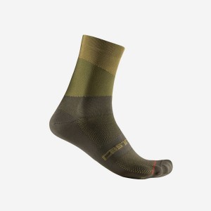 Calcetines Castelli ORIZZONTE 15 Hombre Verde Oliva Verde Oscuro | LRWZYHD-43