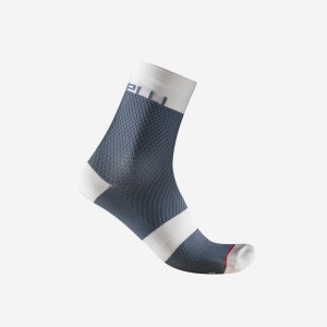 Calcetines Castelli VELOCISSIMA 12 Mujer Gris Claro Azules Blancas | DBWZXPG-01