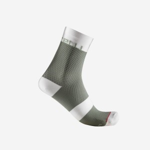 Calcetines Castelli VELOCISSIMA 12 Mujer Verde Blancas | NTIAYSP-59