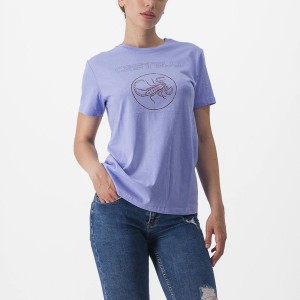 Casual Castelli PEDALARE TEE Mujer Moradas Blancas | NQSOYZR-43