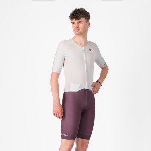 Traje De Velocidad Castelli SANREMO BTW X2 Hombre Plateadas Gris Burdeos | MAXKDHN-05