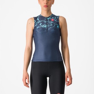 Trajes Castelli FREE 2 W TRI SINGLET Mujer Azules Verde Menta | BKIGWVJ-76