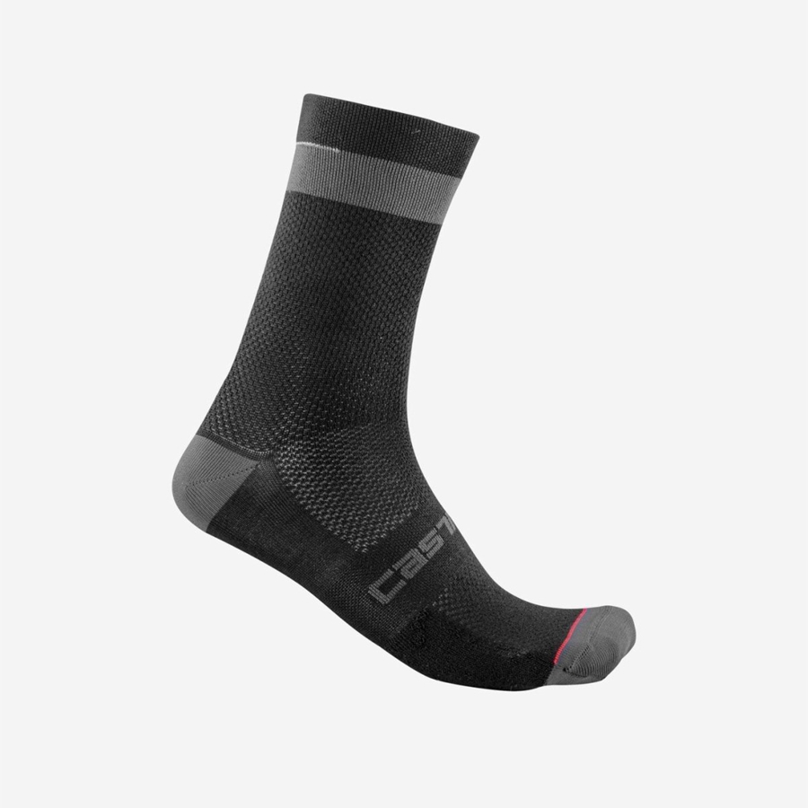 Calcetines Castelli ALPHA 18 Hombre Negras Gris Oscuro | QNKFAOX-38