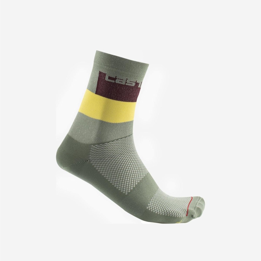 Calcetines Castelli BLOCCO 15 Hombre Verde | WBCZPFK-56