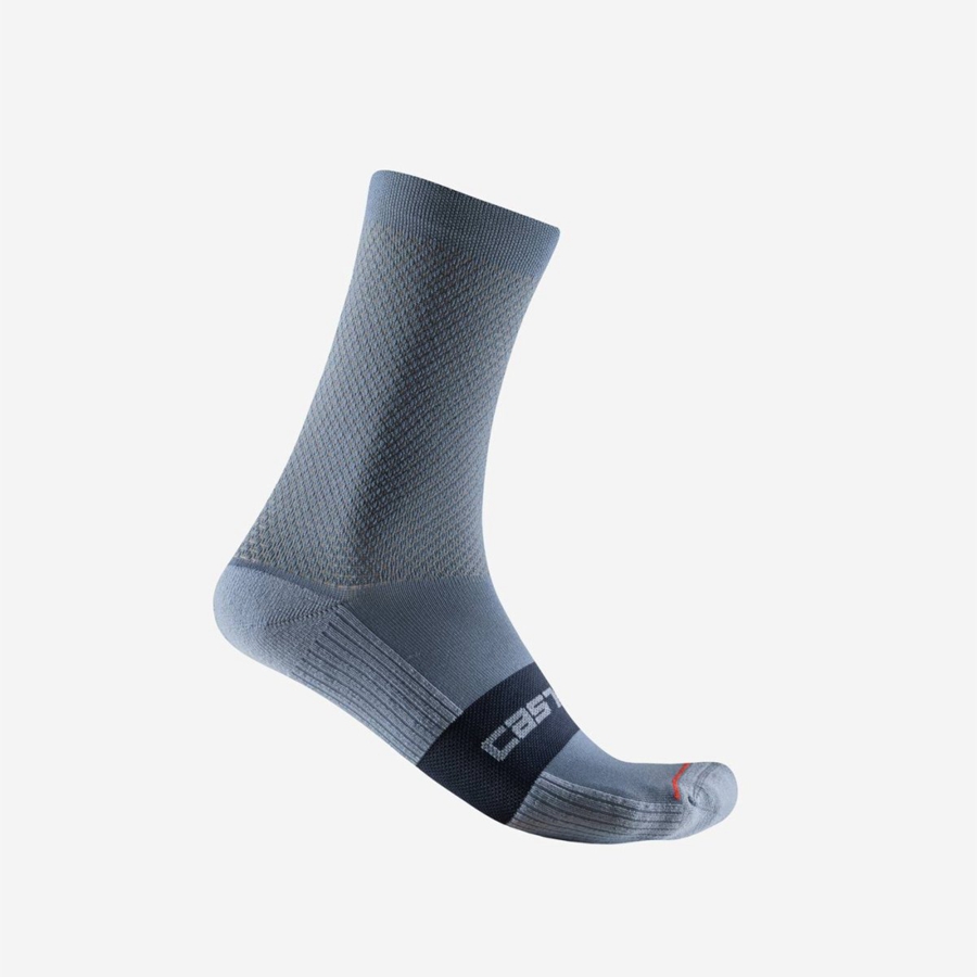 Calcetines Castelli ESPRESSO 15 Hombre Gris Claro Azules | WSUNTFO-45