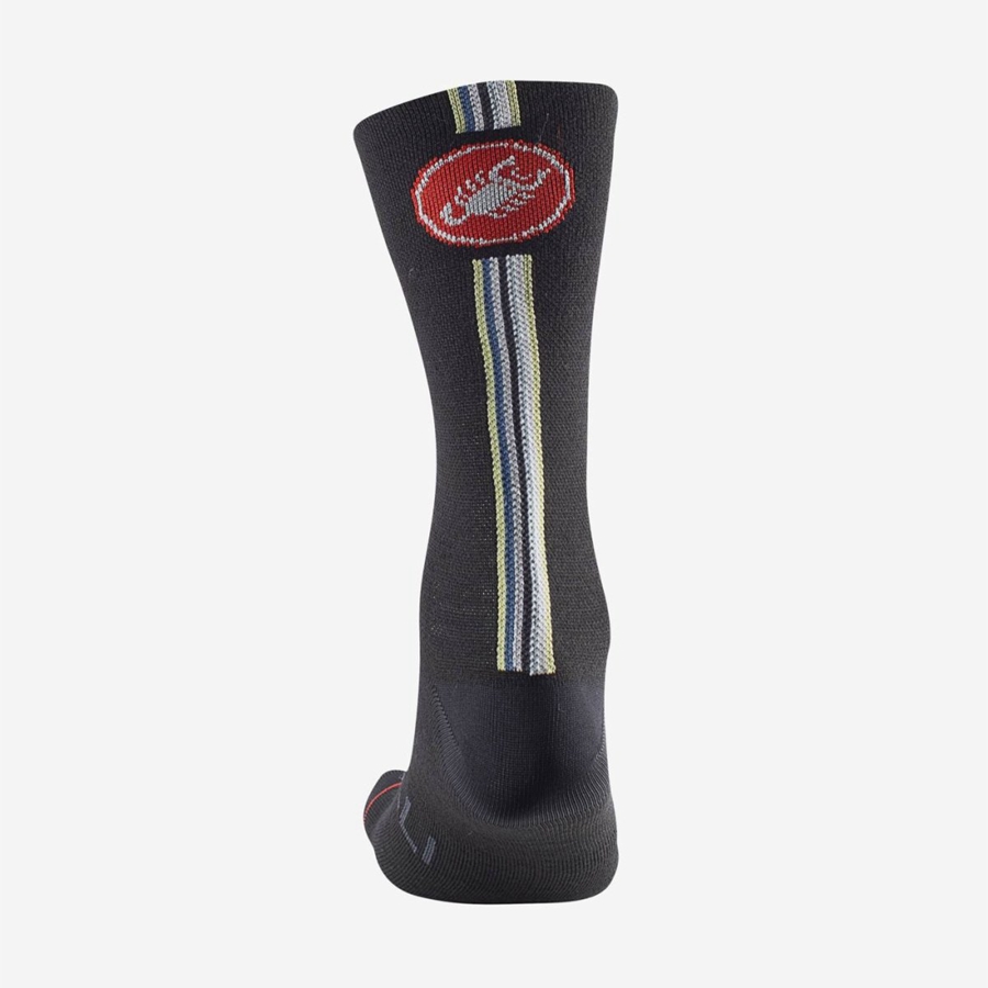 Calcetines Castelli RACING STRIPE 18 Hombre Negras | MRDBPSF-29