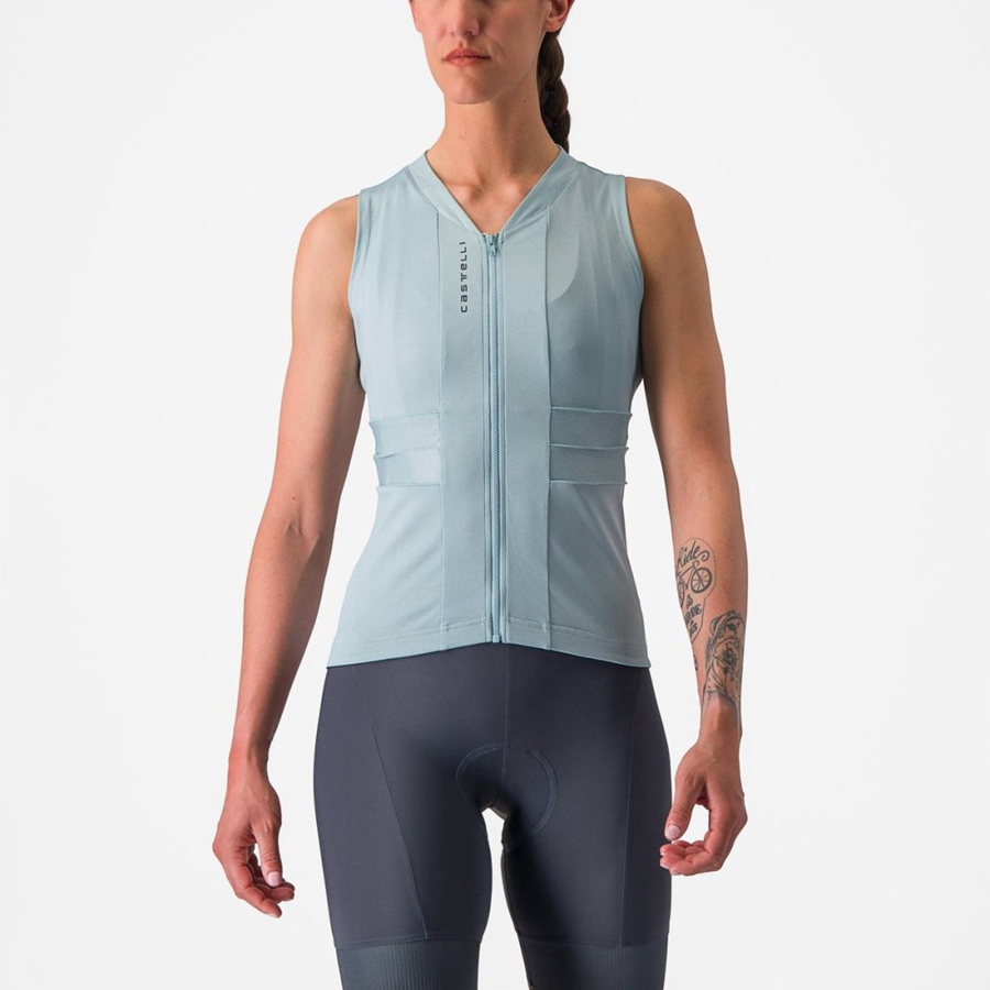 Camiseta Castelli ANIMA 4 SLEEVELESS Mujer Azules Gris Oscuro Azules | LUIMQTV-59