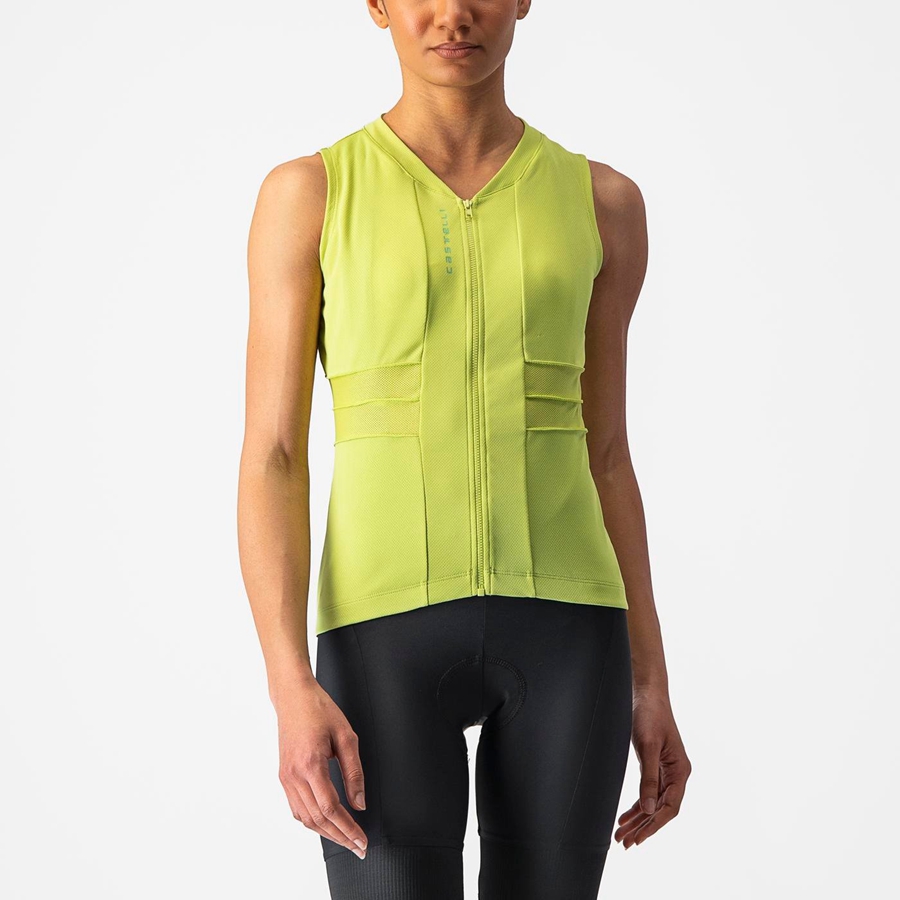 Camiseta Castelli ANIMA 4 SLEEVELESS Mujer Verde Claro | OJZGRTF-17