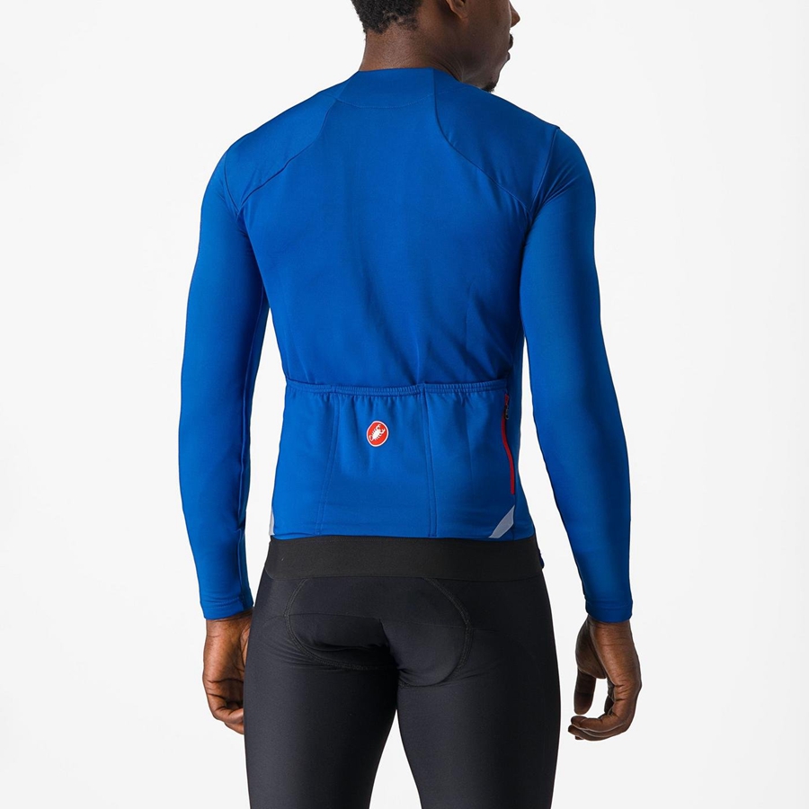 Camiseta Castelli FLY LS Hombre Azules | JNWMKQX-46