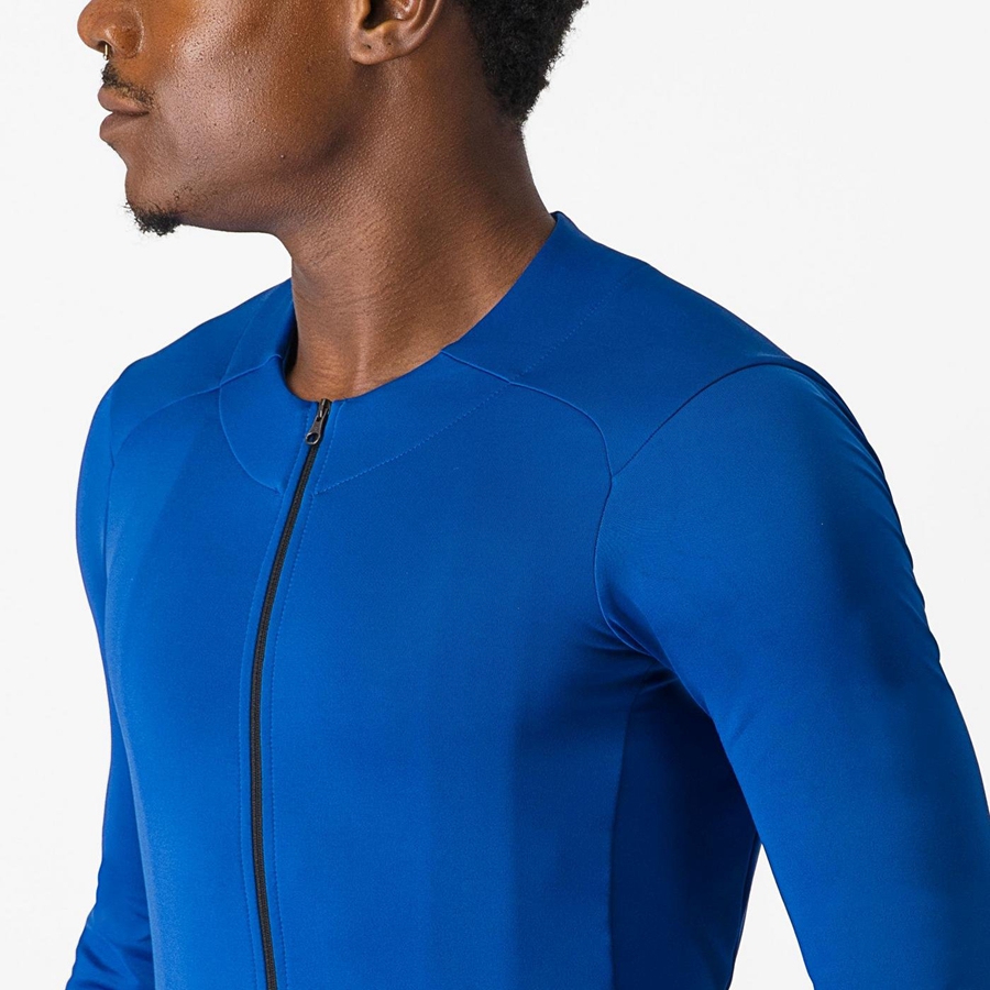 Camiseta Castelli FLY LS Hombre Azules | JNWMKQX-46