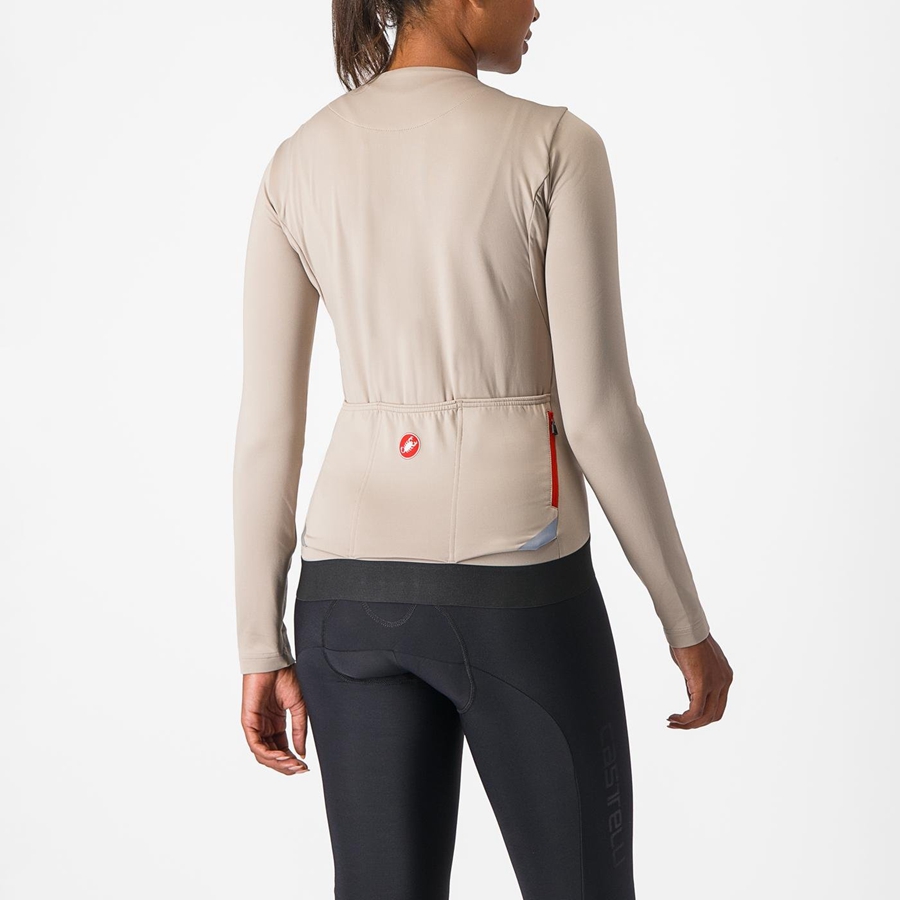 Camiseta Castelli FLY LS W Mujer Gris | XQRAWHM-21