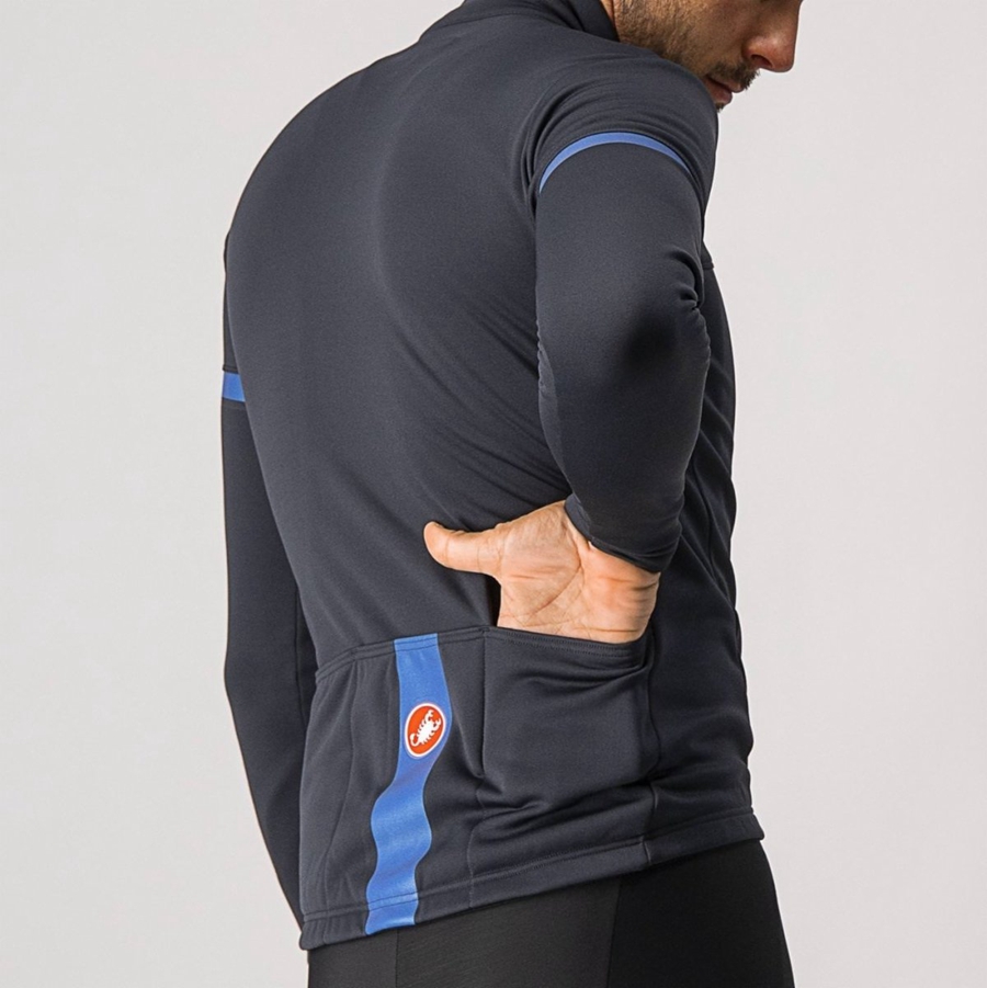 Camiseta Castelli FONDO 2 FZ Hombre Negras Azules | UKMIWLF-72