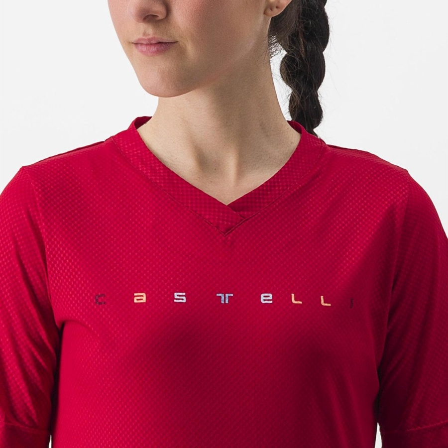 Camiseta Castelli TRAIL TECH 2 W TEE Mujer Rojas Oscuro | KXSWBAO-31