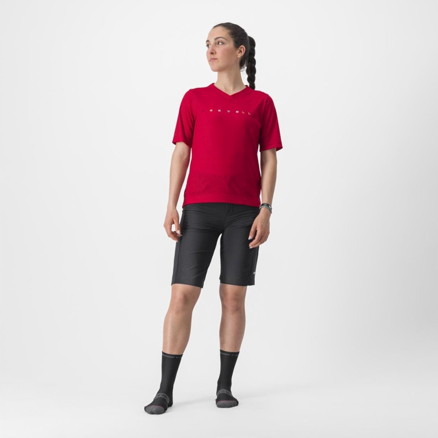 Camiseta Castelli TRAIL TECH 2 W TEE Mujer Rojas Oscuro | KXSWBAO-31