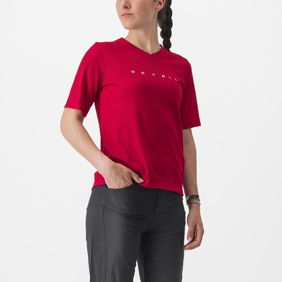 Camiseta Castelli TRAIL TECH 2 W TEE Mujer Rojas Oscuro | KXSWBAO-31