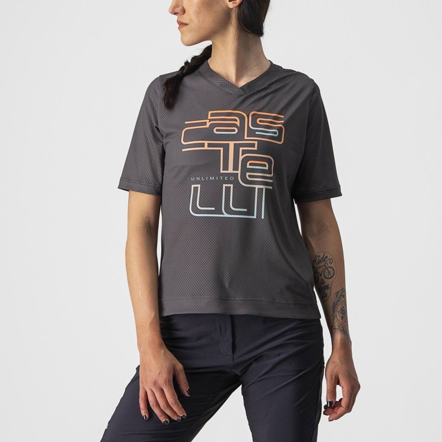 Camiseta Castelli TRAIL TECH W TEE Mujer Gris Oscuro | MIWOPZE-09