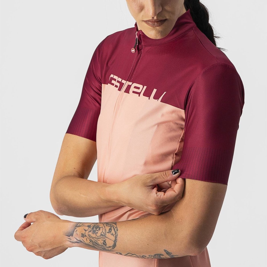 Camiseta Castelli VELOCISSIMA Mujer Rosas Burdeos | GFDUEMJ-05