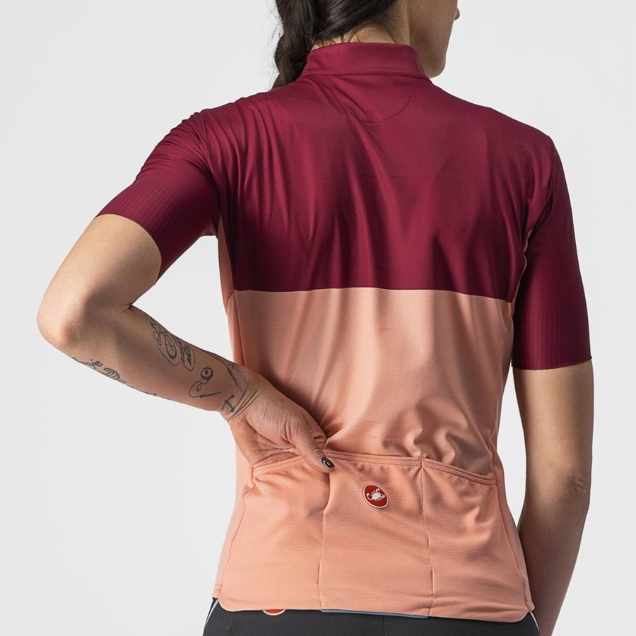 Camiseta Castelli VELOCISSIMA Mujer Rosas Burdeos | GFDUEMJ-05