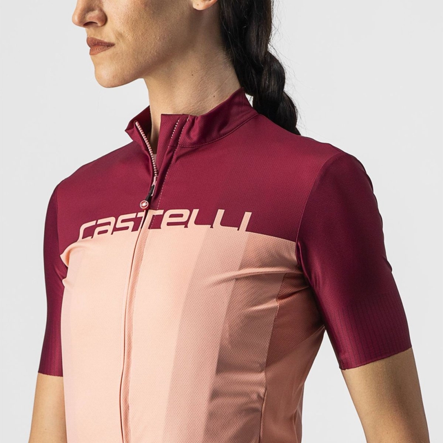 Camiseta Castelli VELOCISSIMA Mujer Rosas Burdeos | GFDUEMJ-05