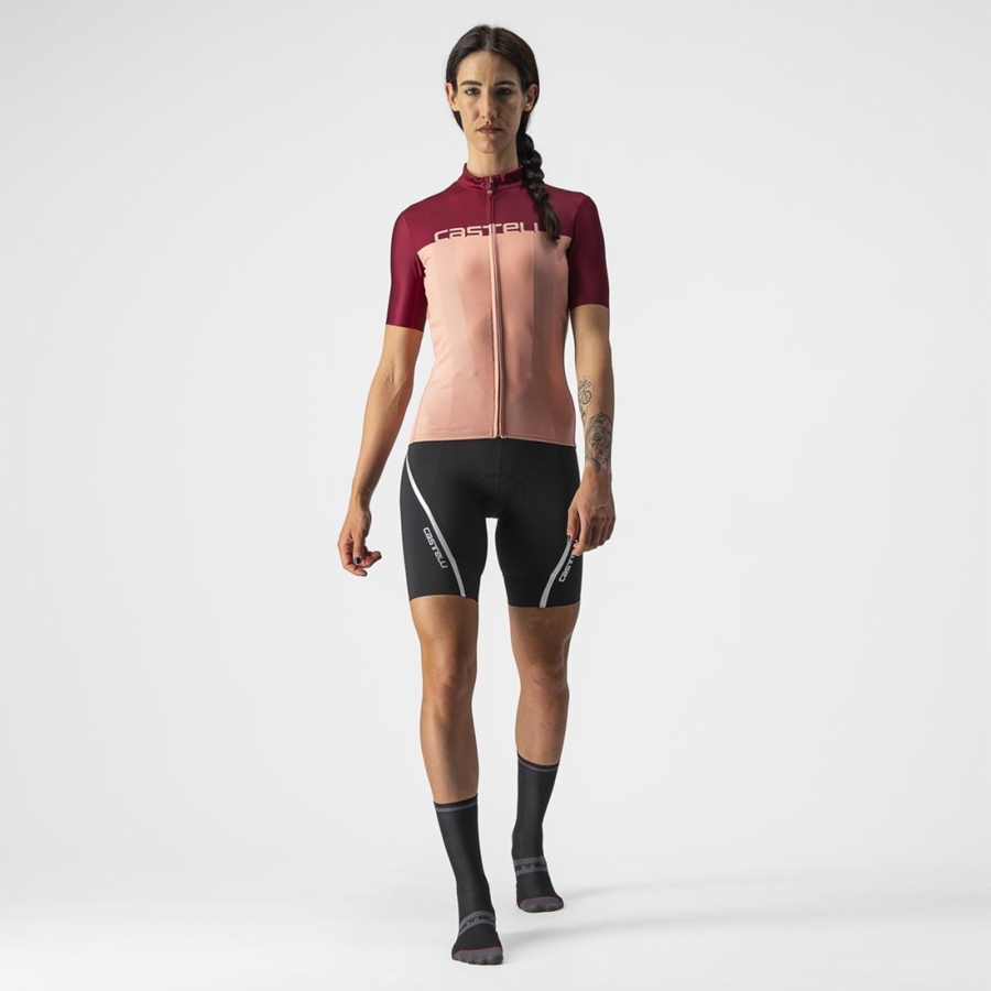 Camiseta Castelli VELOCISSIMA Mujer Rosas Burdeos | GFDUEMJ-05