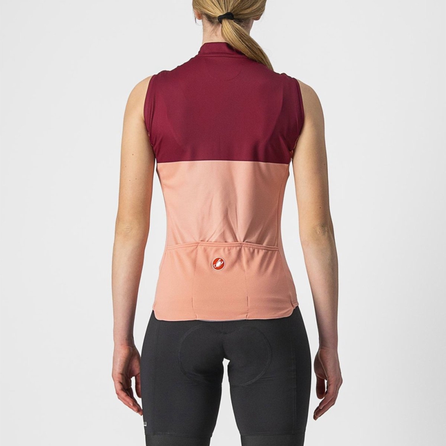 Camiseta Castelli VELOCISSIMA SLEEVELESS Mujer Rosas Burdeos | YHGBRXO-59