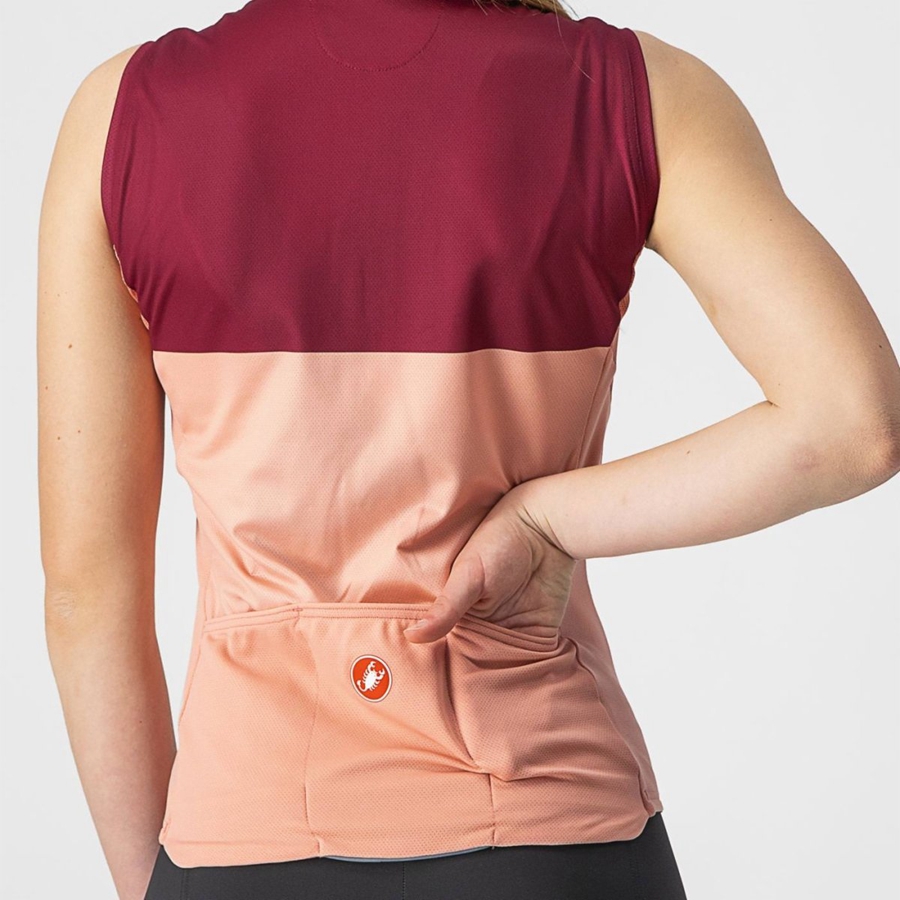 Camiseta Castelli VELOCISSIMA SLEEVELESS Mujer Rosas Burdeos | YHGBRXO-59