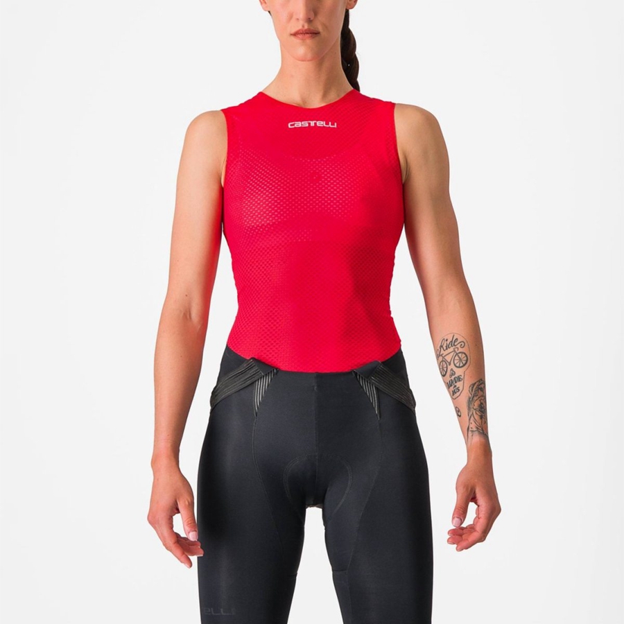 Capa Base Castelli PRO MESH W SLEEVELESS Mujer Rojas | WGKAZCB-74