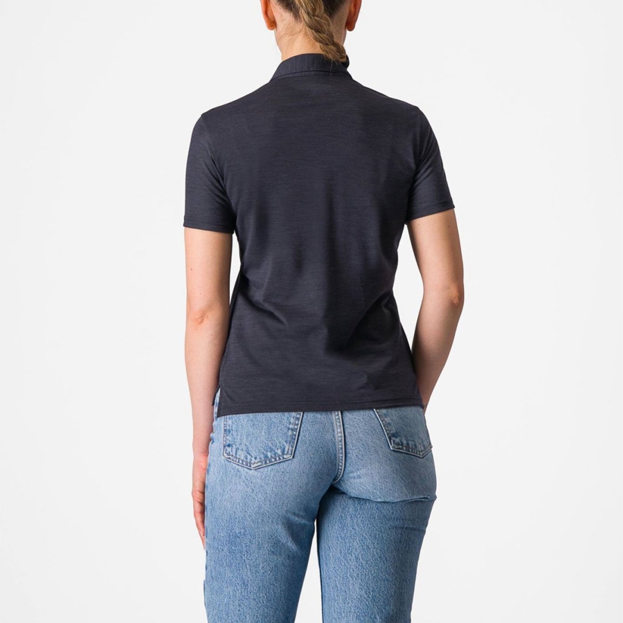 Casual Castelli MERINO W POLO Mujer Negras | KIFVTNE-25