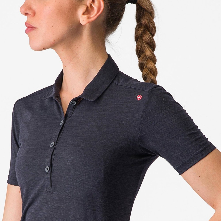 Casual Castelli MERINO W POLO Mujer Negras | KIFVTNE-25