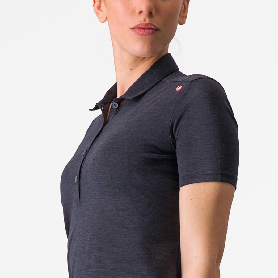 Casual Castelli MERINO W POLO Mujer Negras | KIFVTNE-25