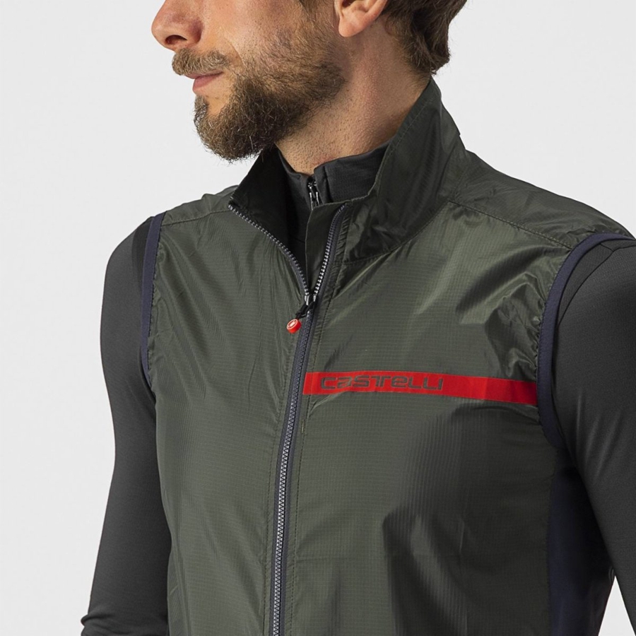 Chaleco Castelli SQUADRA STRETCH Hombre Verde Gris Oscuro | XYWNEQD-20