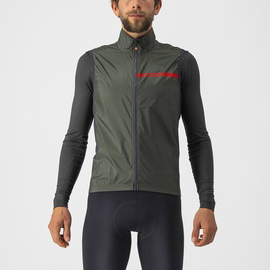 Chaleco Castelli SQUADRA STRETCH Hombre Verde Gris Oscuro | XYWNEQD-20