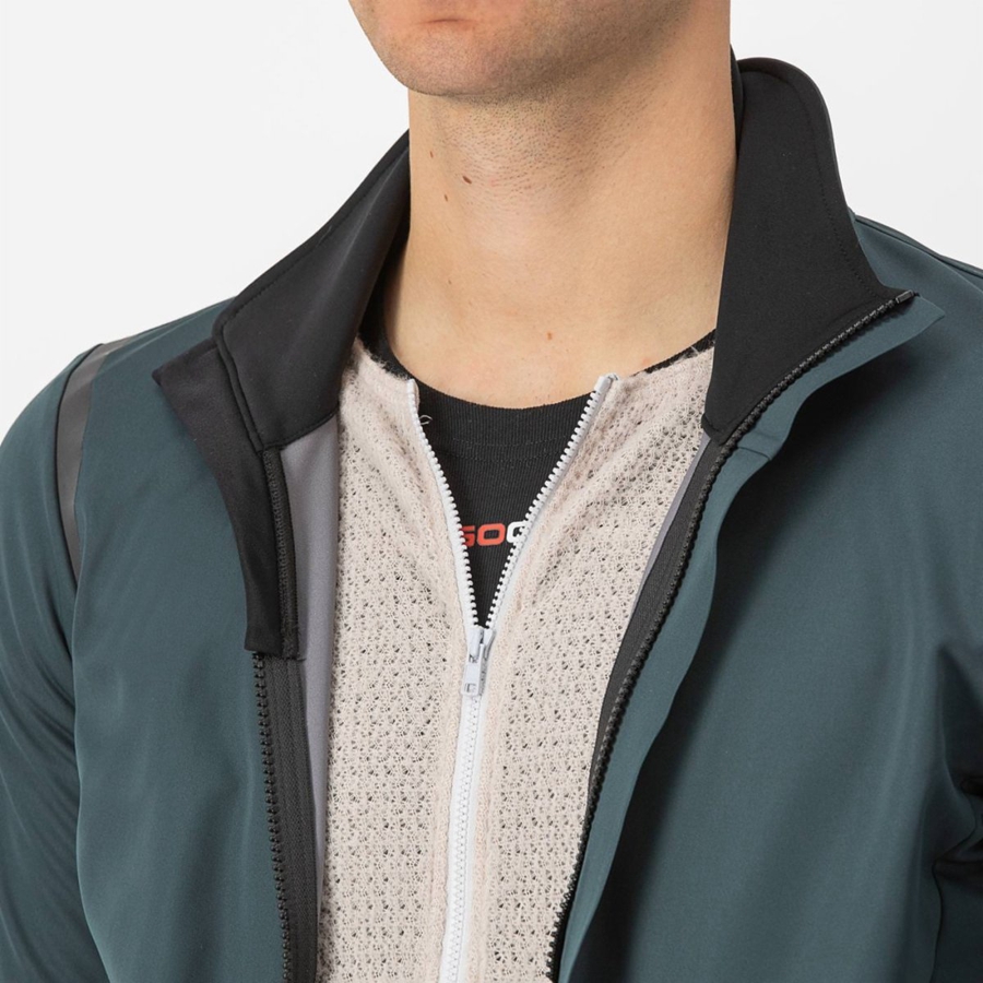 Chaquetas Castelli ALPHA DOPPIO ROS Hombre Verde Negras | WZAQJVP-20