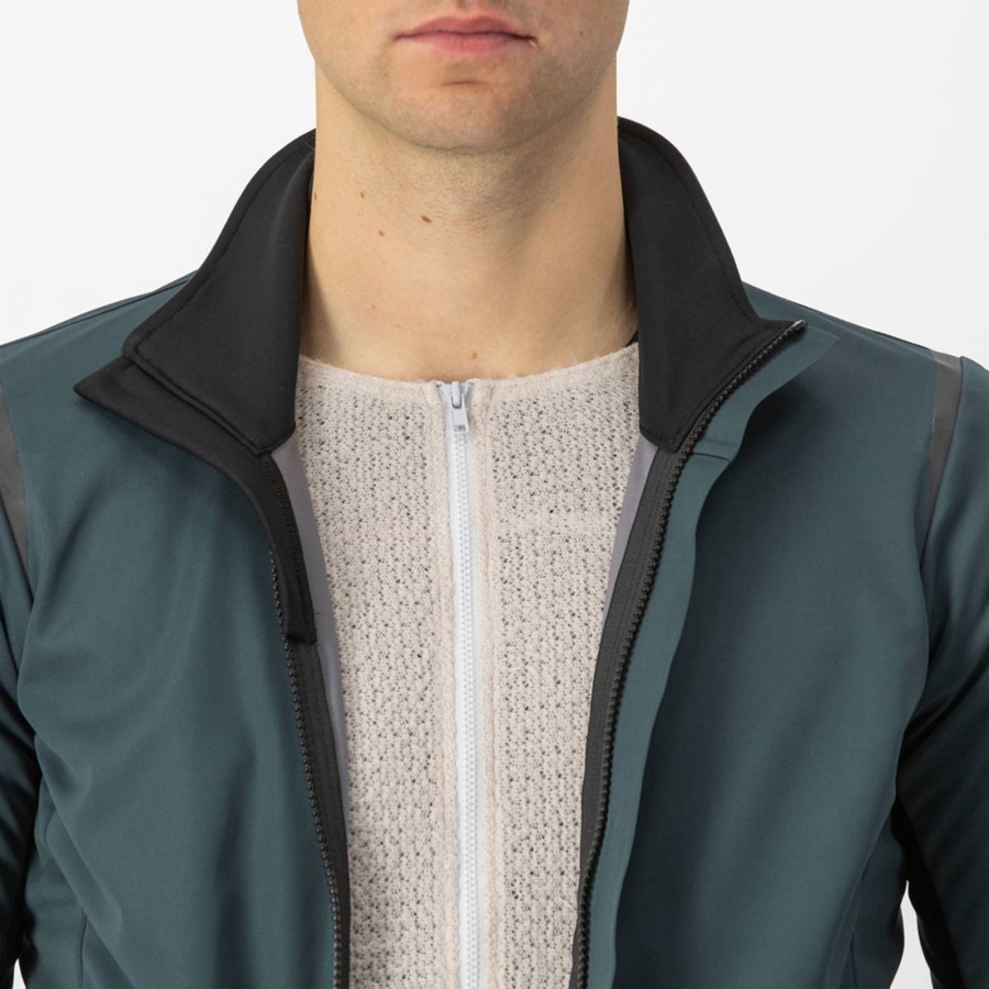 Chaquetas Castelli ALPHA DOPPIO ROS Hombre Verde Negras | WZAQJVP-20