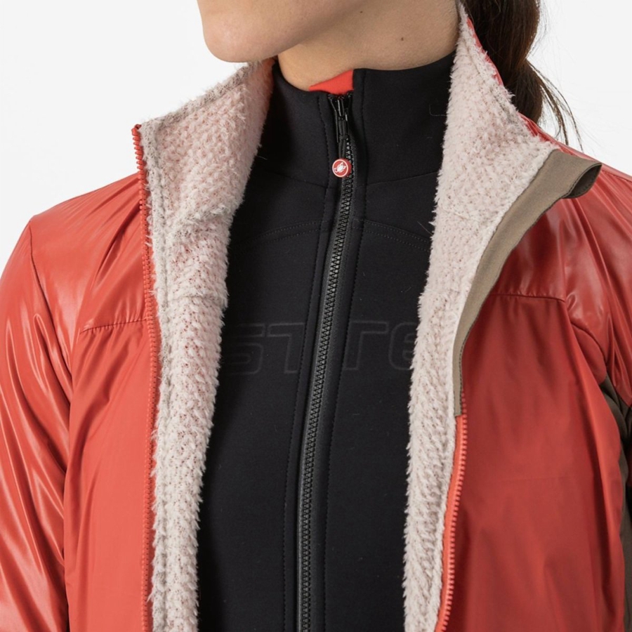 Chaquetas Castelli UNLIMITED 2 W PUFFY Mujer Rojas Plateadas Gris | OGIZFKU-70