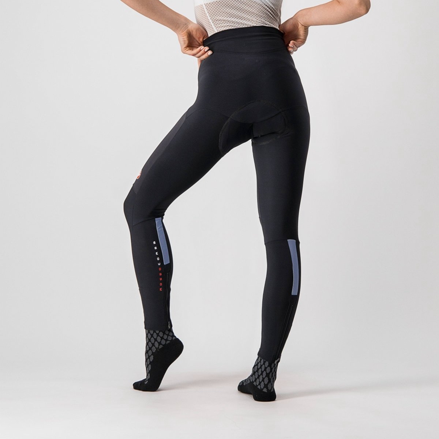 Leggins Castelli SORPASSO RoS W Mujer Negras Plateadas | DOMEKZY-02