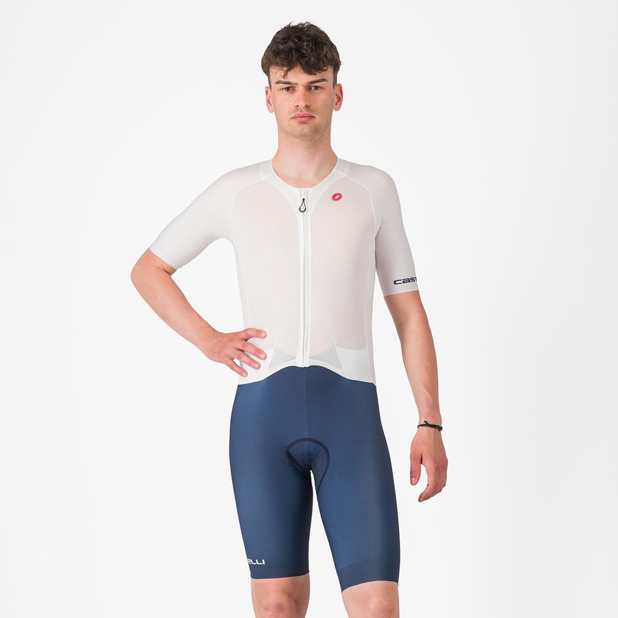 Traje De Velocidad Castelli SANREMO BTW X2 Hombre Blancas Azules | NYOSKJH-72