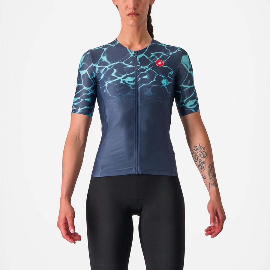 Trajes Castelli FREE SPEED 2 W RACE TOP Mujer Azules Turquesa Claro | OAWDQFI-08